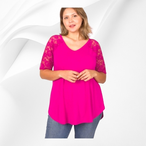 Floral Lace Sleeve Top - Picture 1 of 1
